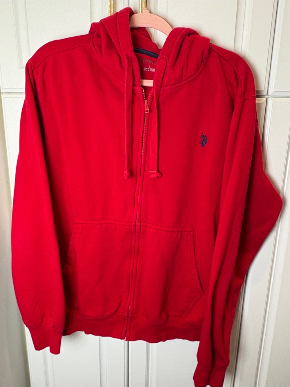 US Polo Assn. Red Zip-Up Hooded Sweatshirt size Large